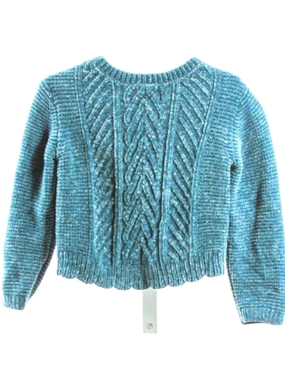 Tommy Bahama Cable Knit Sweater Chunky Chenille Long Sleeves Blue Girls Medium